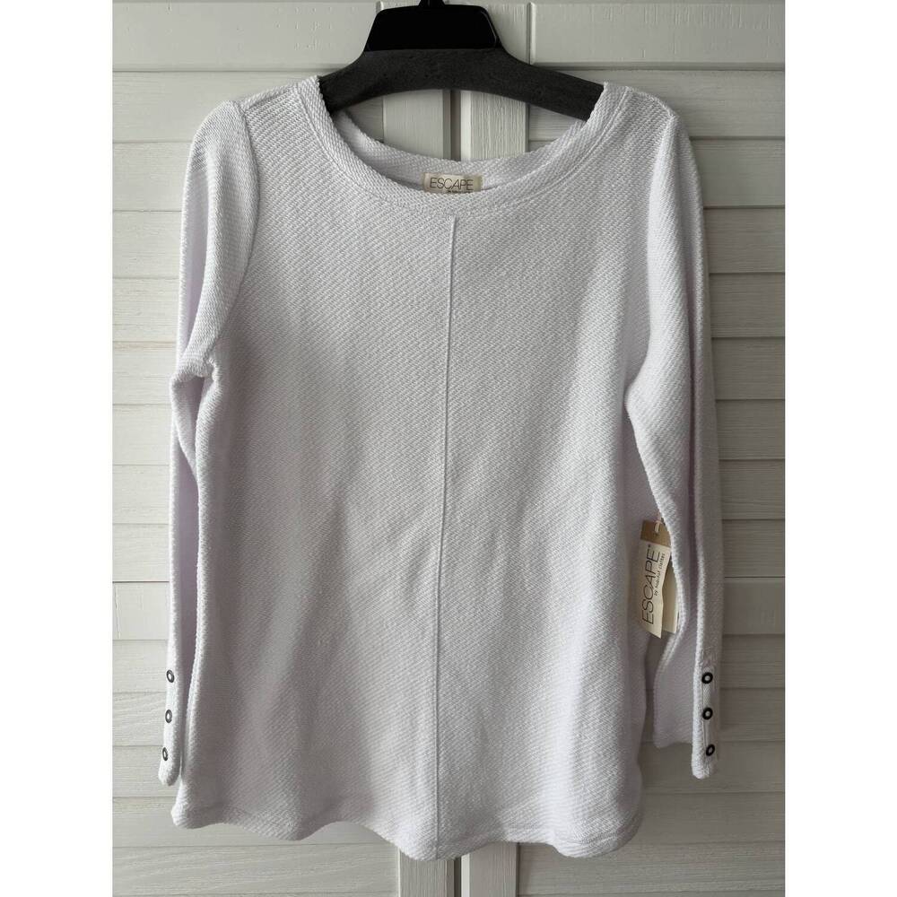 NEW ESCAPE terry boat neck sweater in white